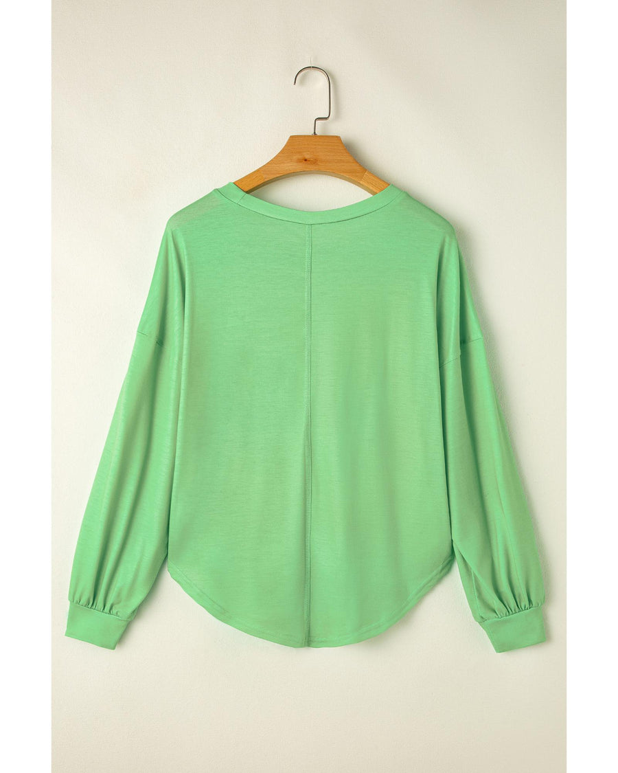 Blue Colorblock Striped Drop Shoulder Loose Top - S