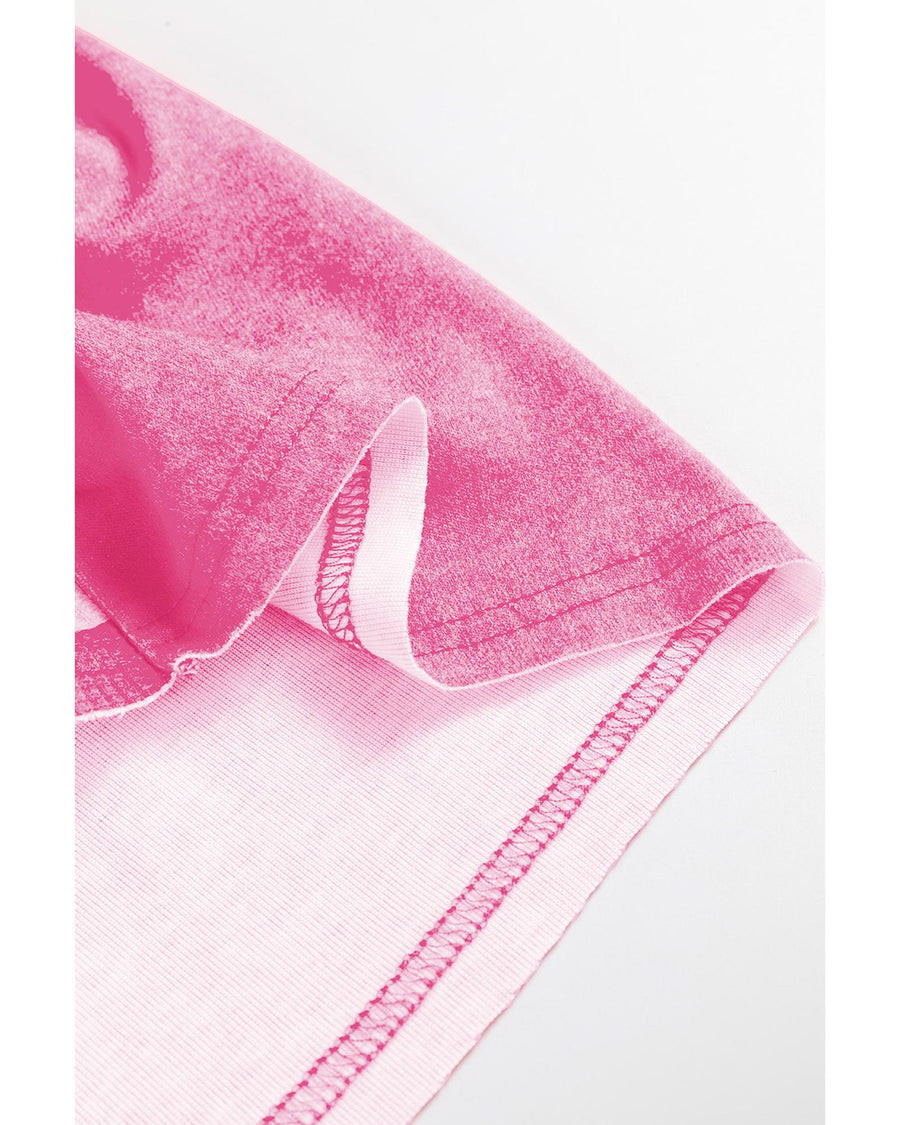 Rose Red Checkerboard Striped Patchwork Lantern Sleeve Pocketed Blouse - L