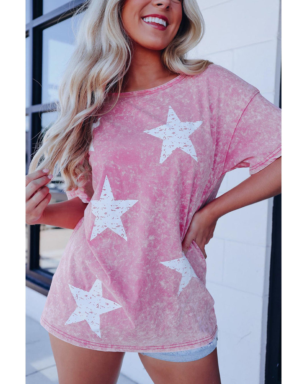 Azura Exchange Star Printed Mineral Wash Graphic Tee - S