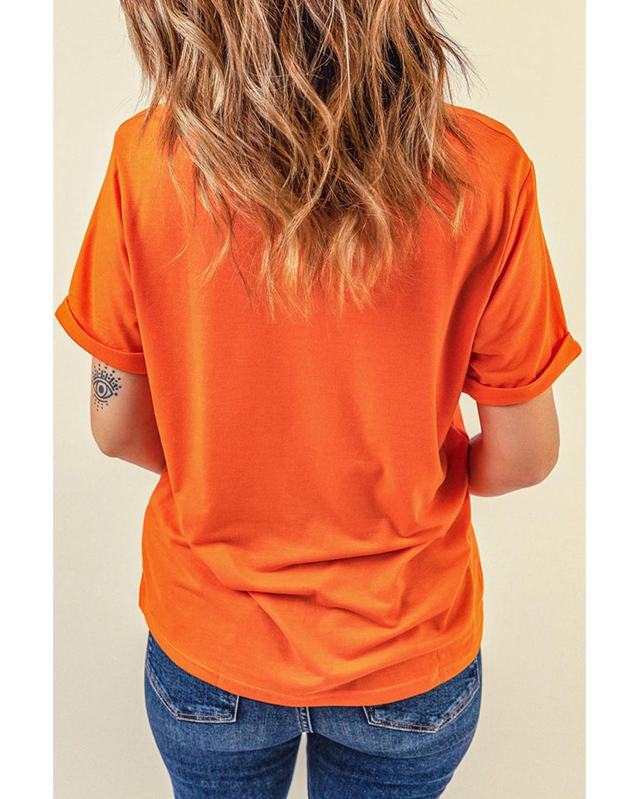 Orange HOWDY FALL Western Pumpkin Graphic T Shirt - S