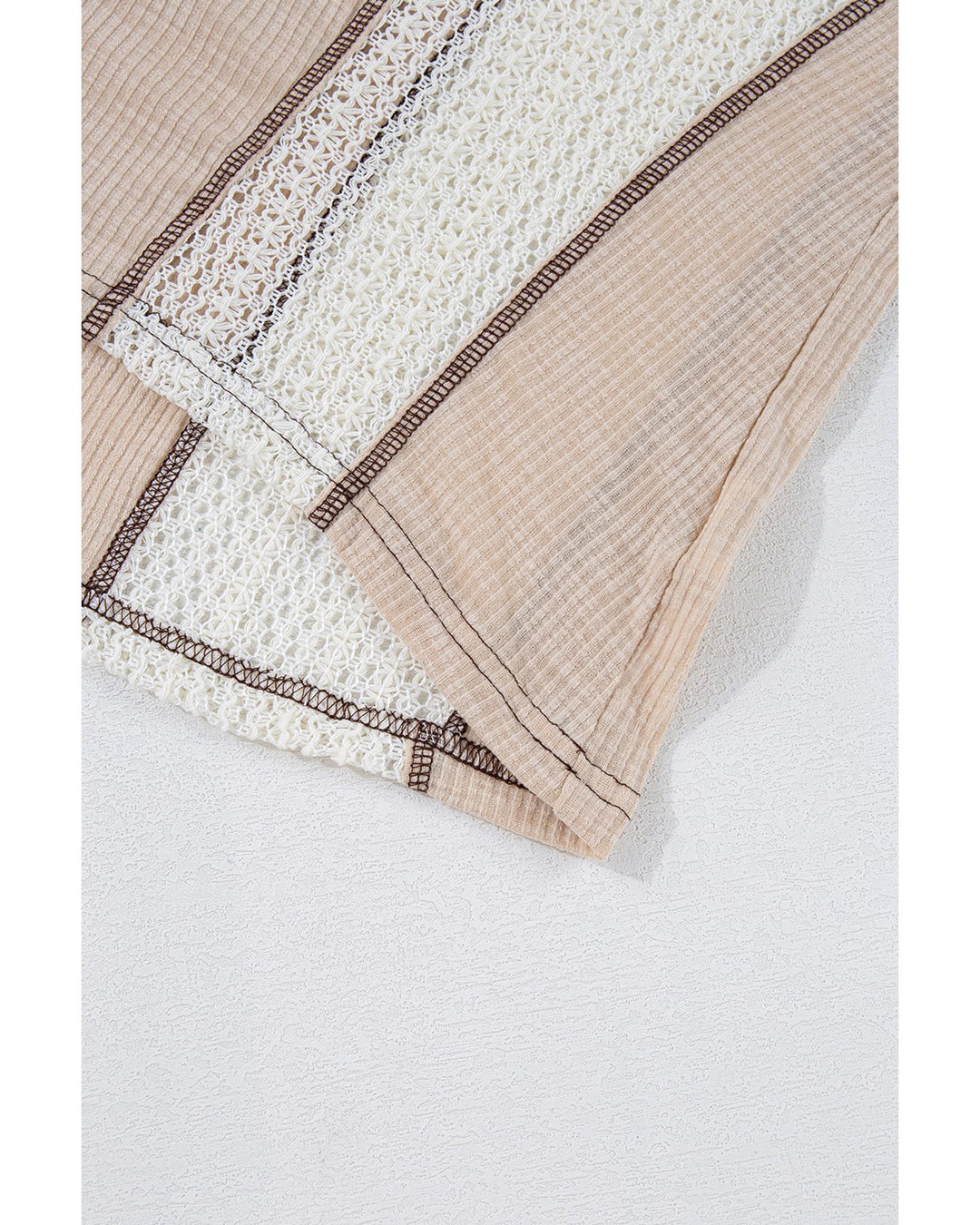 Parchment Crochet Detail Exposed Seam High Low Loose Top - M