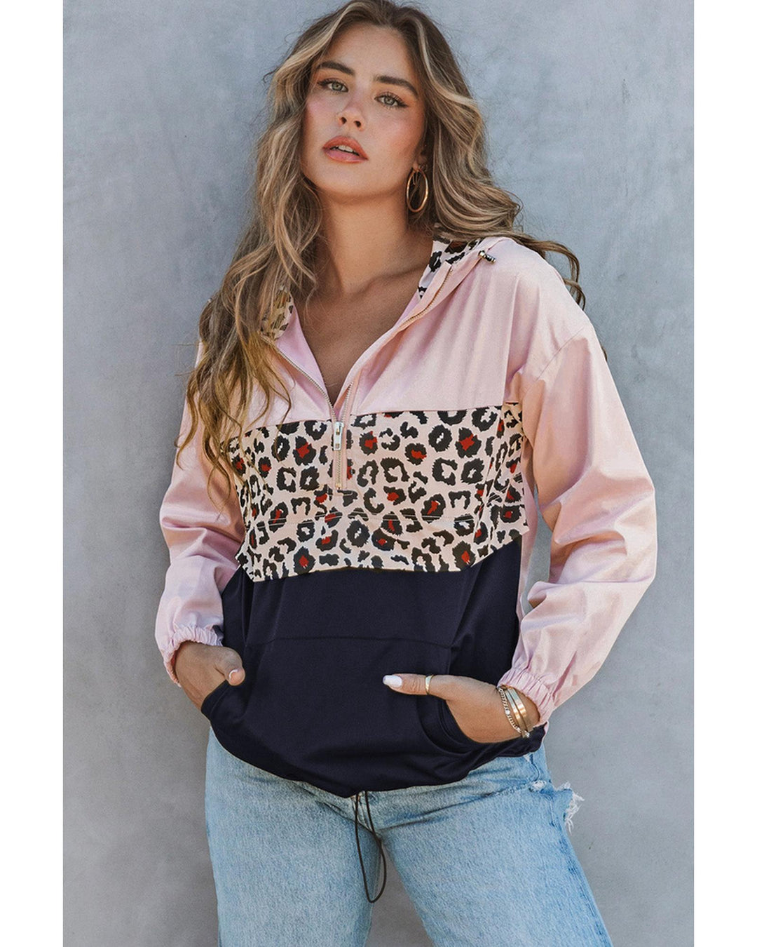 Azura Exchange Patchwork Half Zip Pocketed Pullover Hoodie - S