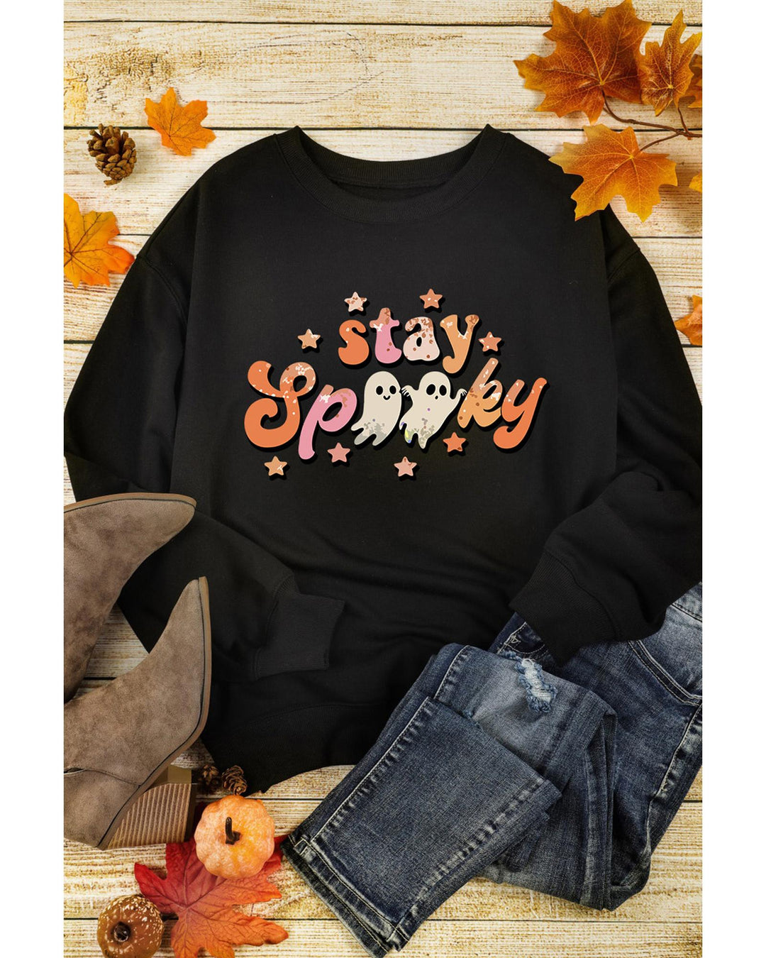 Black Halloween stay Spooky Graphic Sweatshirt - M