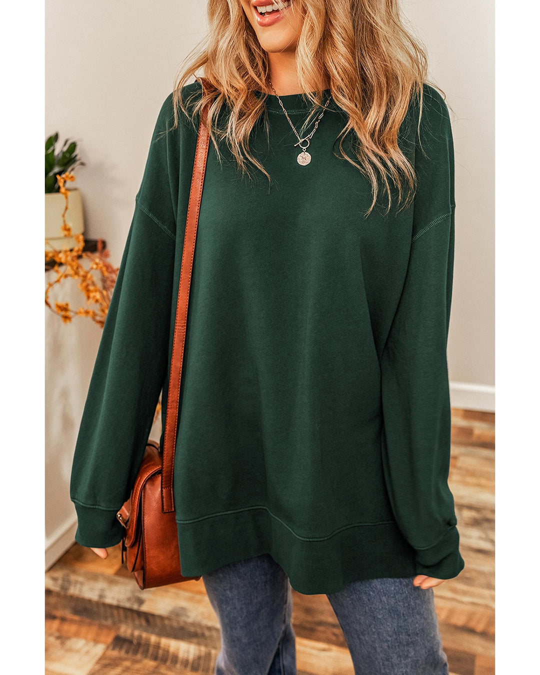 Duffel Oversized Drop Shoulder Split Hem Sweatshirt - M