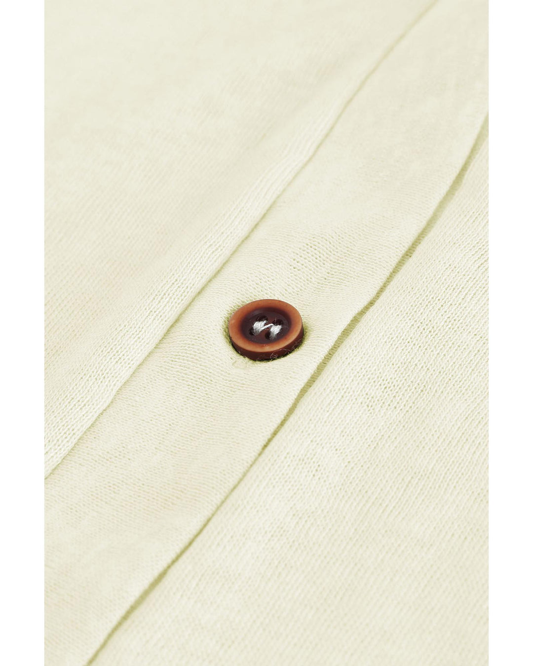 Beige Solid Color Open-Front Buttons Cardigan - XL