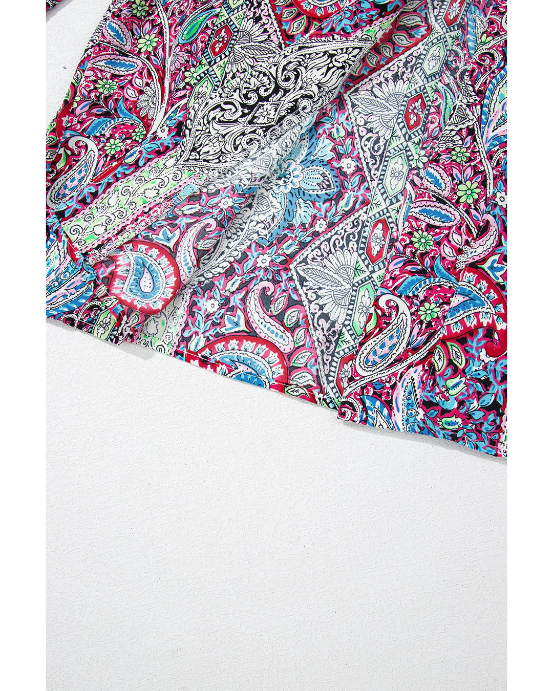 Red Paisley Print Open Front Kimono - XL