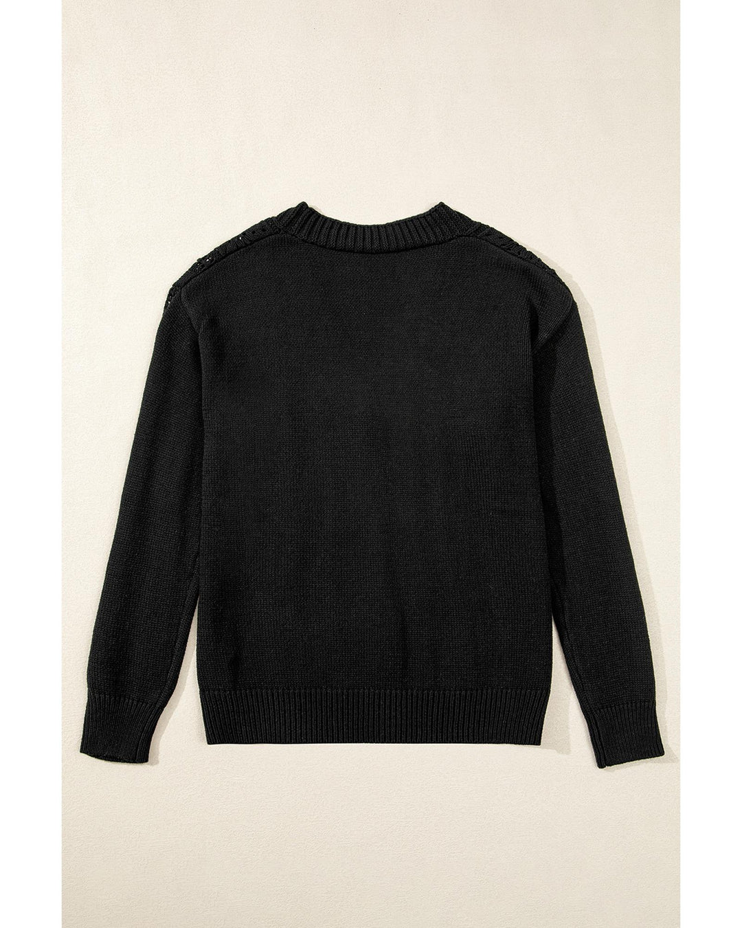 Black Open Knit Drop Shoulder Sweater Cardigan - S