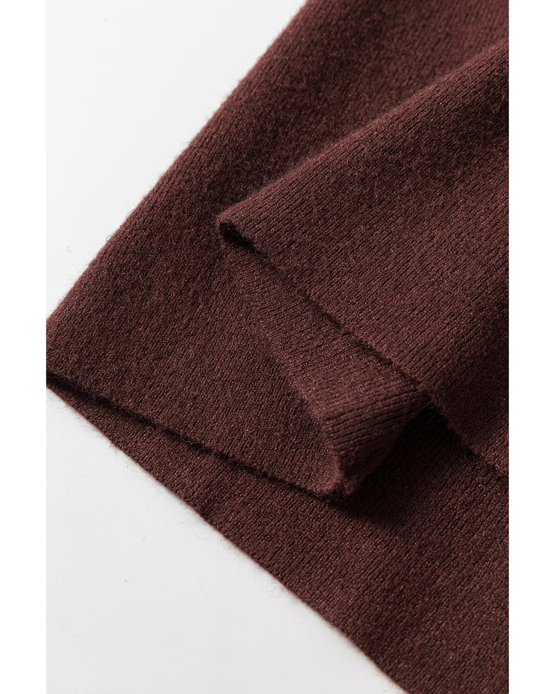 Coffee Slim Fit Mock Neck Side Slit Sweater Dress - XL