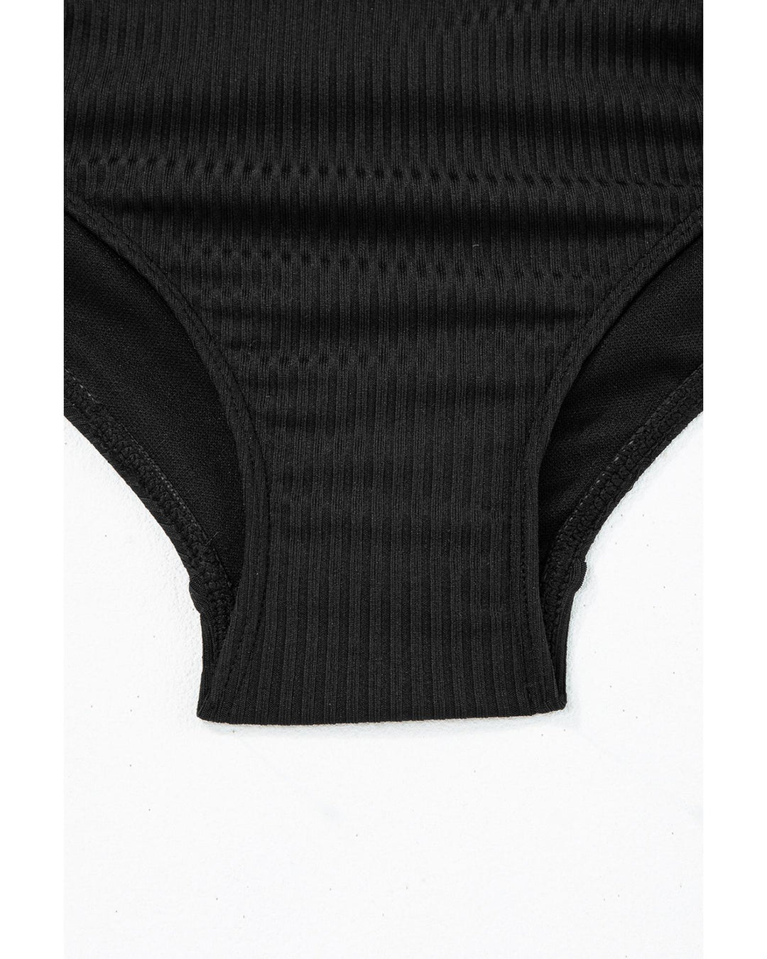 Black Ribbed Drawstring Sides Cutout One Piece Swimsuit - 2XL