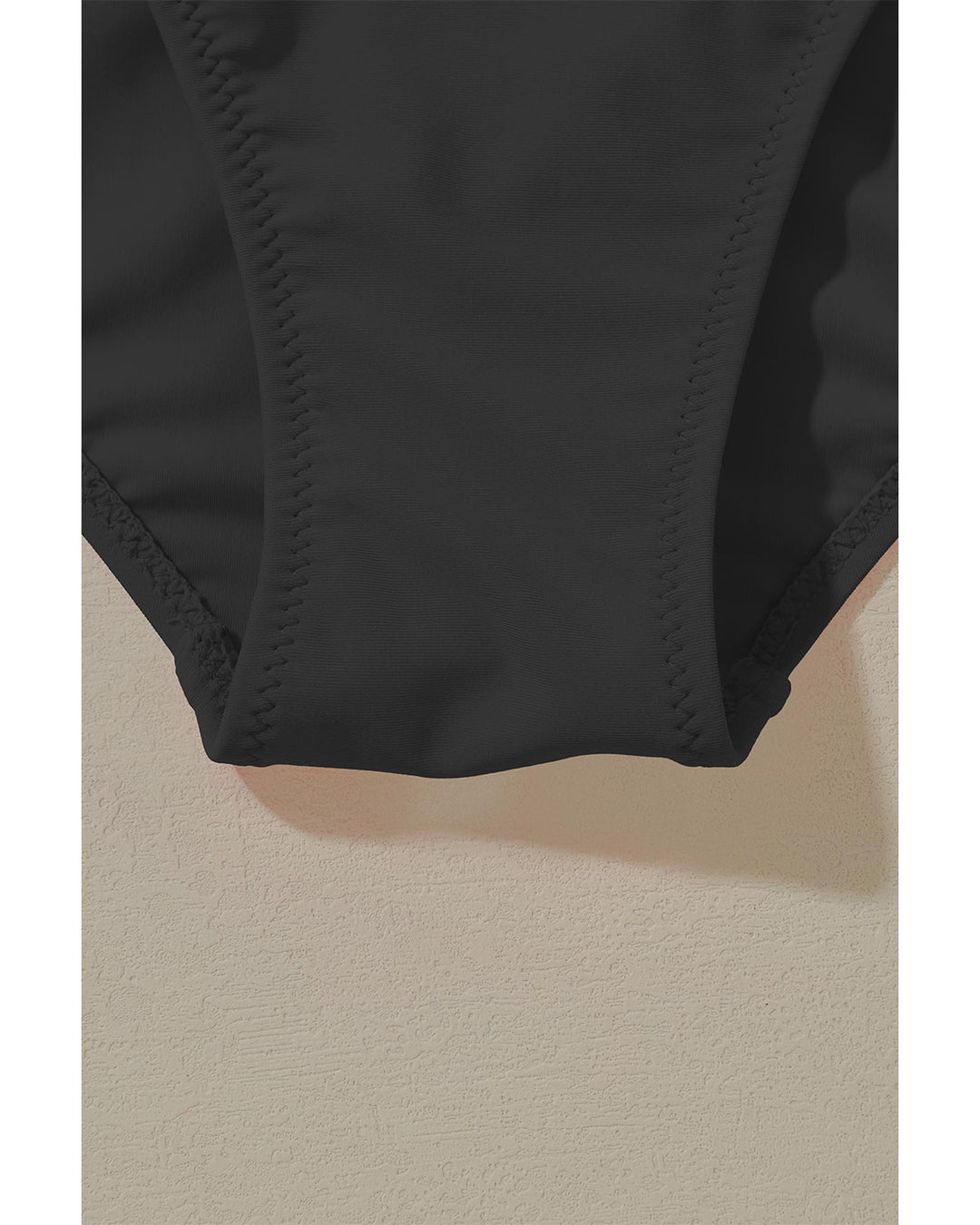 Black Deep V Neck Crossover Backless Ruched High Cut Monokini - M