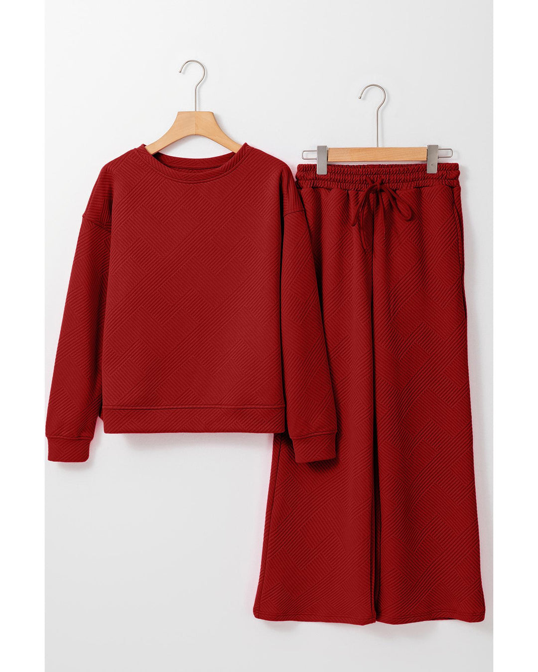 Red Dahlia Ultra Loose Textured 2pcs Slouchy Outfit - L