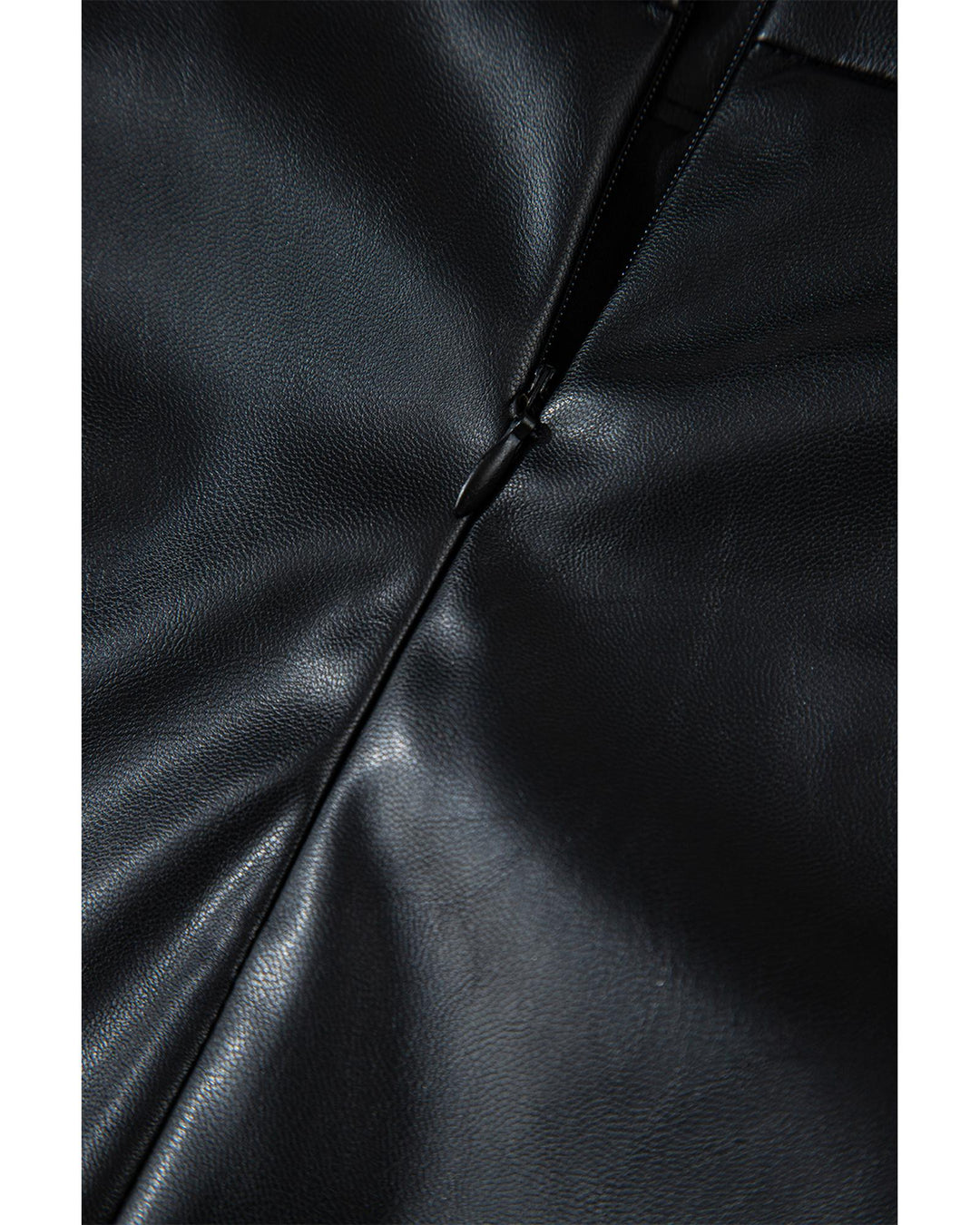 Black PU Leather Side Slits Slim Fit High Waist Mini Skirt - XL