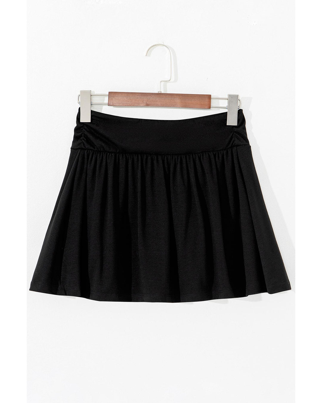 Black Wide Waistband Ruched Skort - L