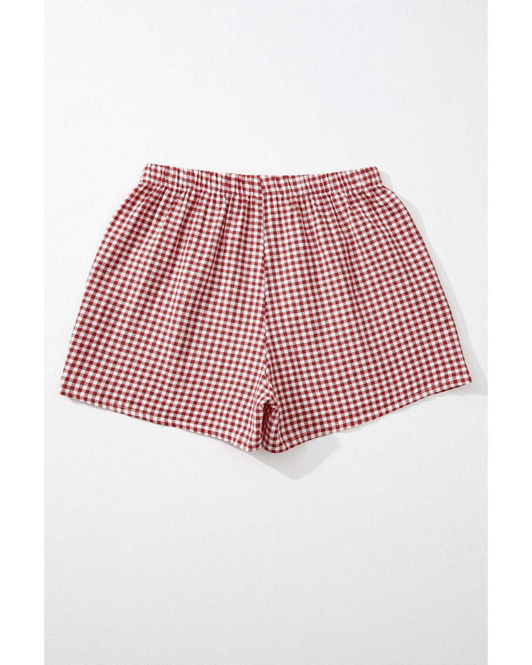 Red Plaid Gingham Printed High Waist Shorts - M