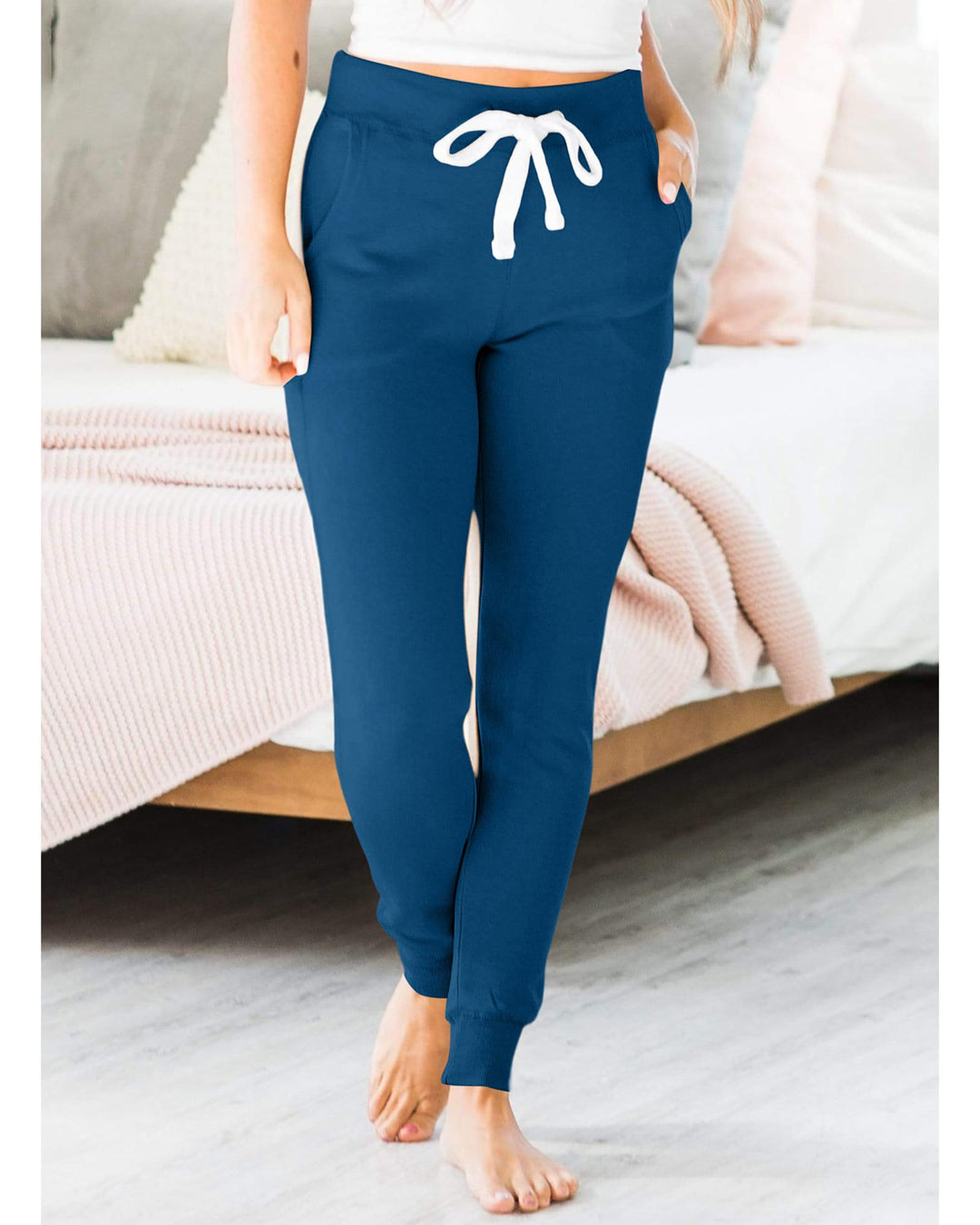 Drawstring Waist Pocketed Joggers - S