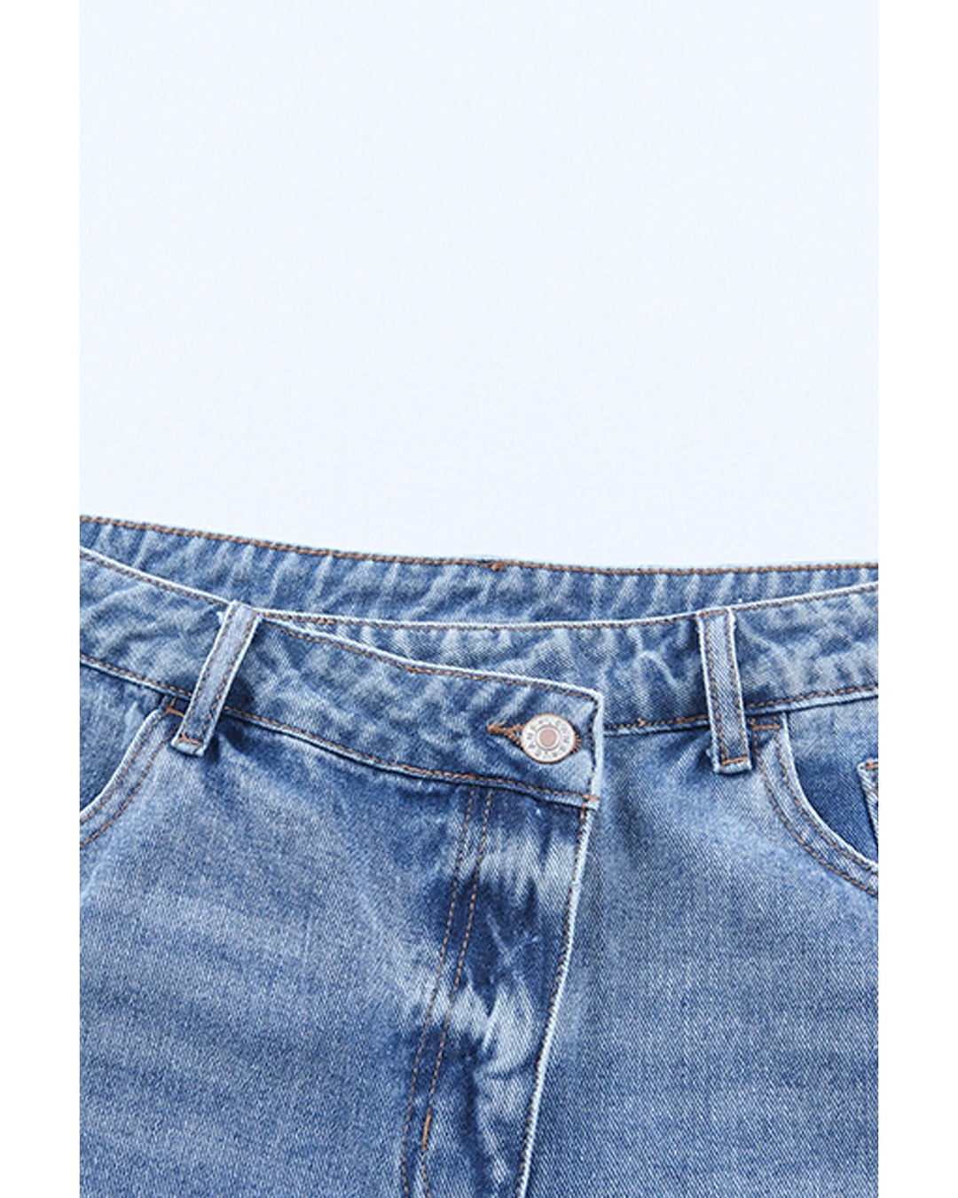 Sky Blue High Rise Crossover Waist Denim Shorts - 14 US