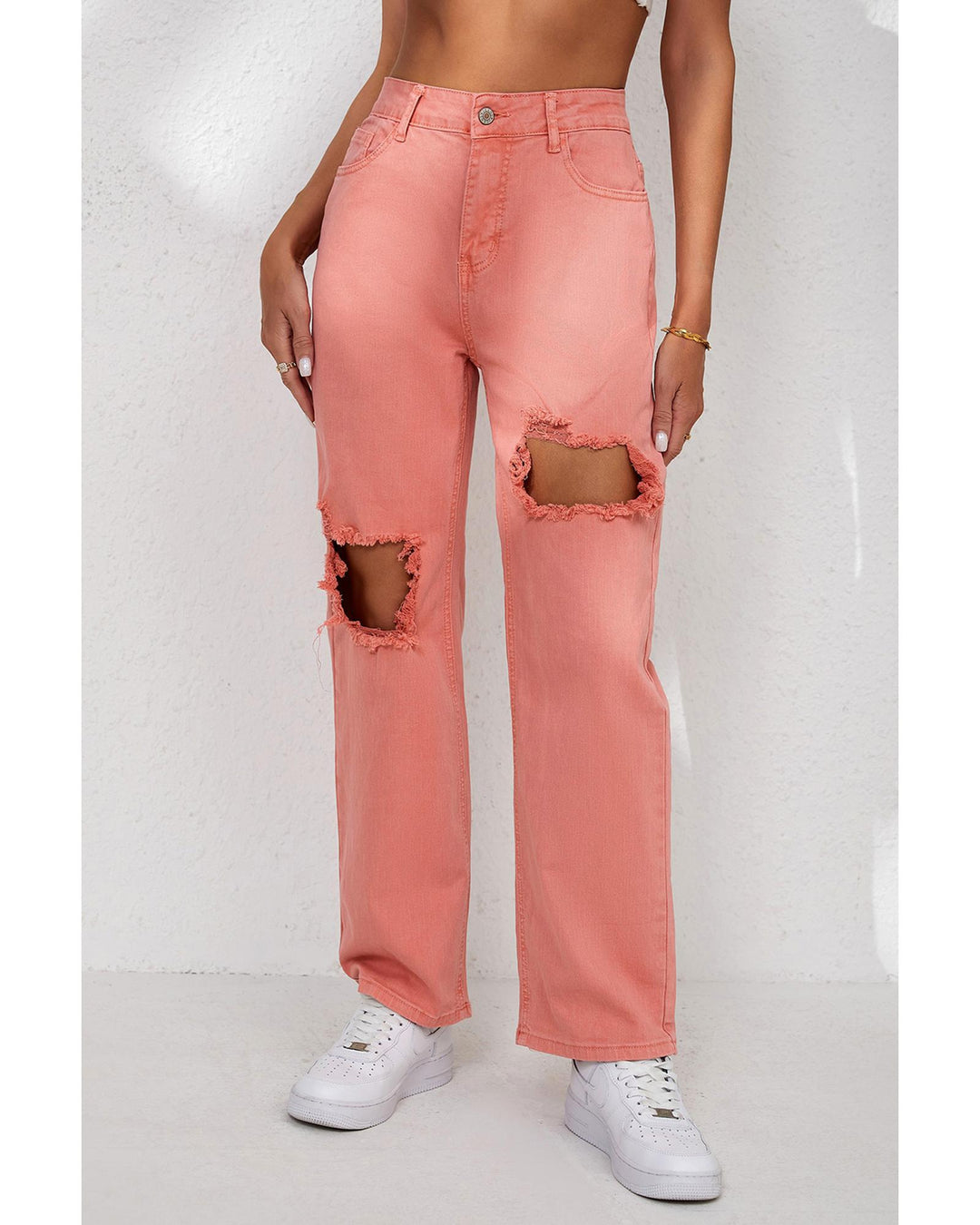 Azura Exchange Ripped Straight Leg Pocket Jeans - 10 US