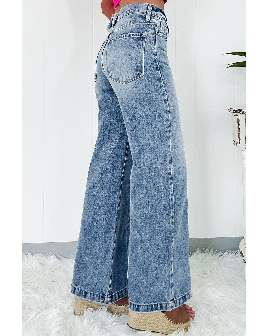 Dusk Blue Central Seamed Wide Leg High Waist Jeans - 12 US