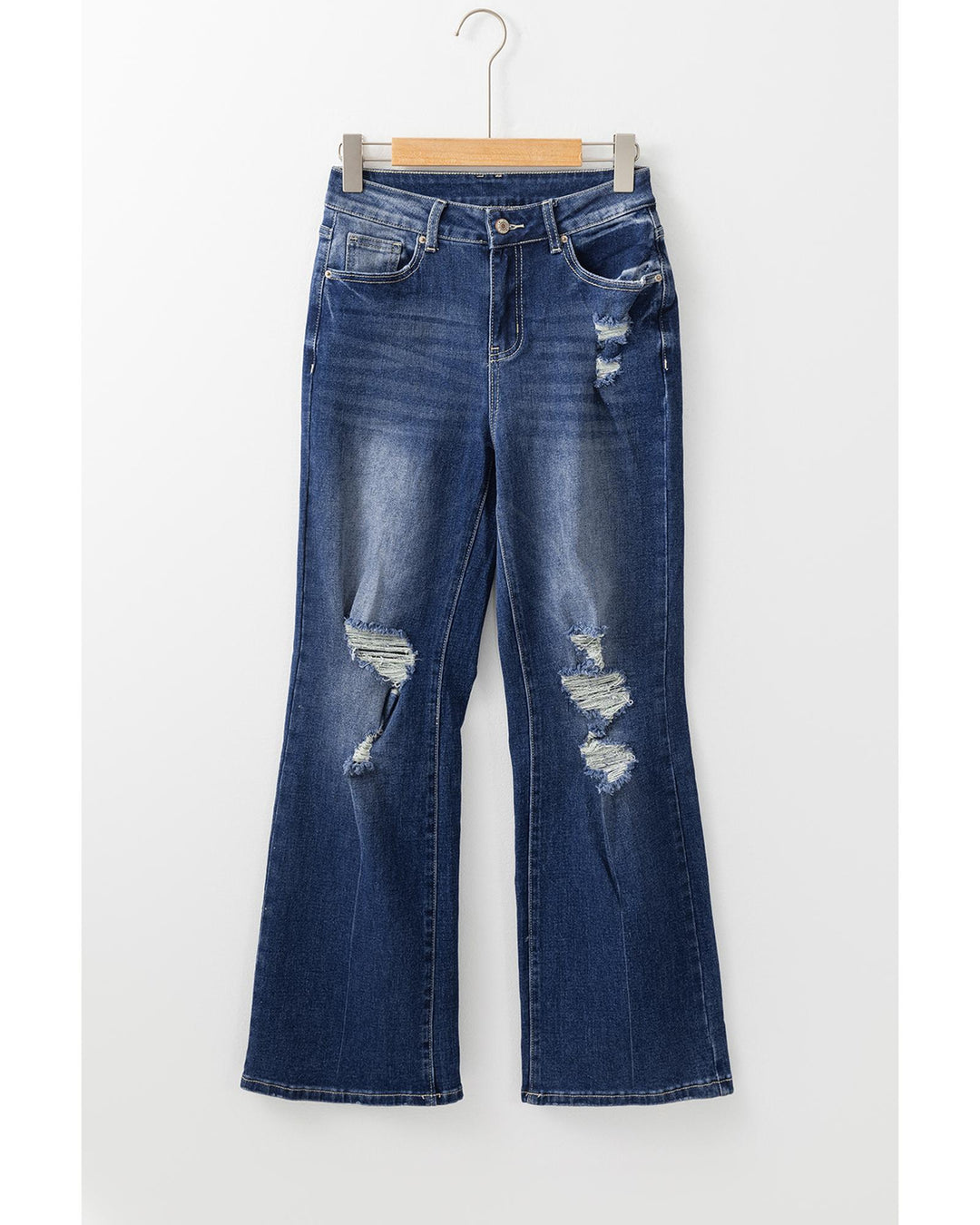 Dusk Blue Mineral Wash High Rise Ripped Jeans - 10 US