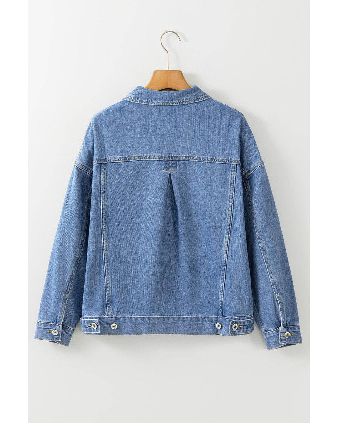Light Blue Washed Oversize Pocketed Denim Jacket - XL