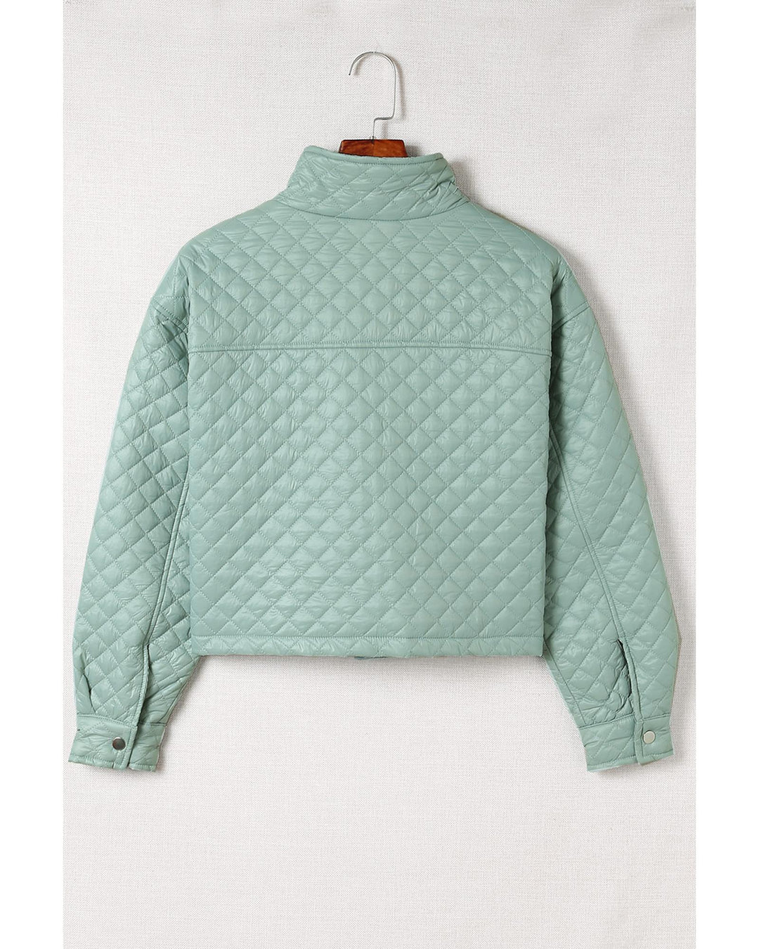 Green Quilted Pocketed Zip-up Cropped Jacket - M