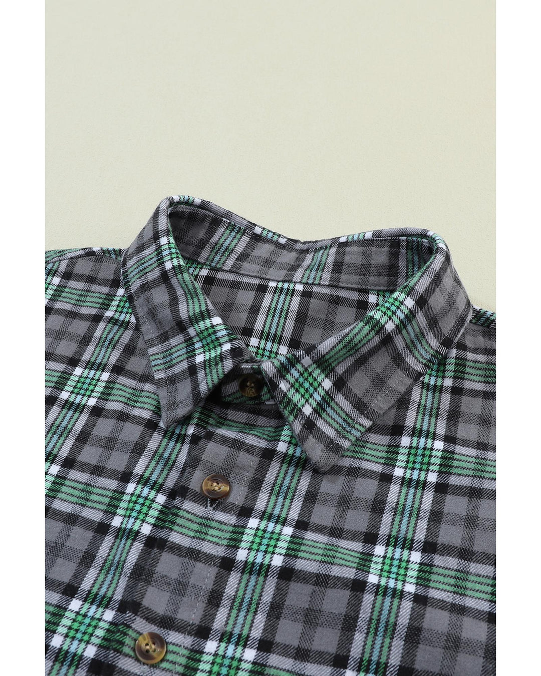 Blackish Green Contrast Plaid Patchwork Chest Pocket Button up Shacket - M