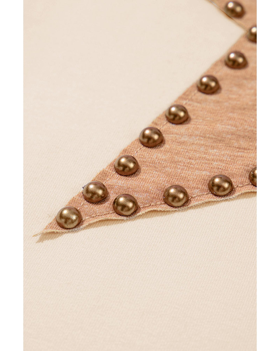 Beige Star Shape Studded Crew Neck Plus Size T Shirt - 4X