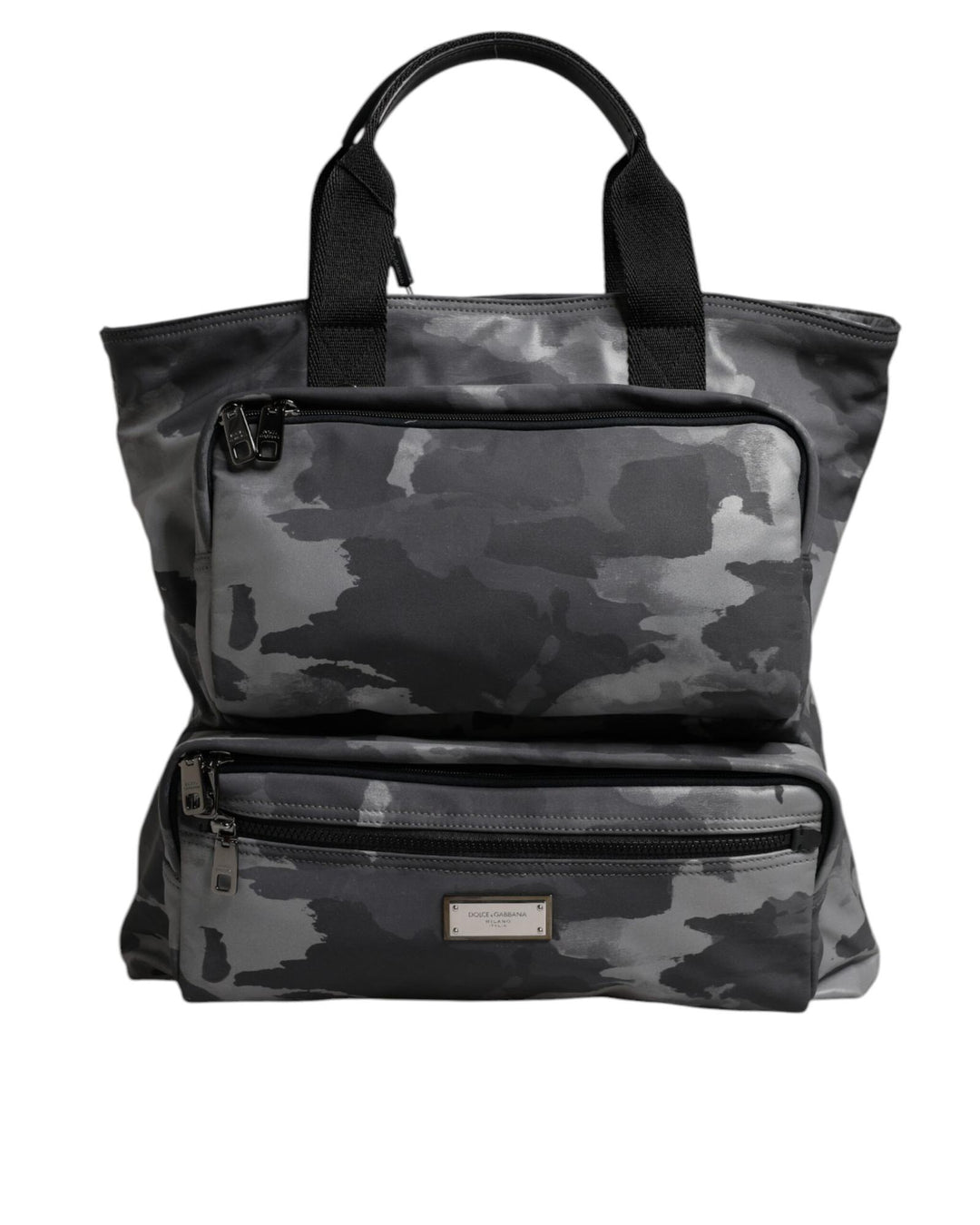Dolce & Gabbana Men's Gray Camo Cotton Multiple Compartts Tote Bag - One Size