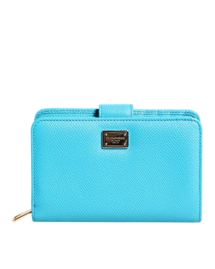 Dolce & Gabbana Women's Light Blue Leather Bifold Continental Clutch Wallet - One Size