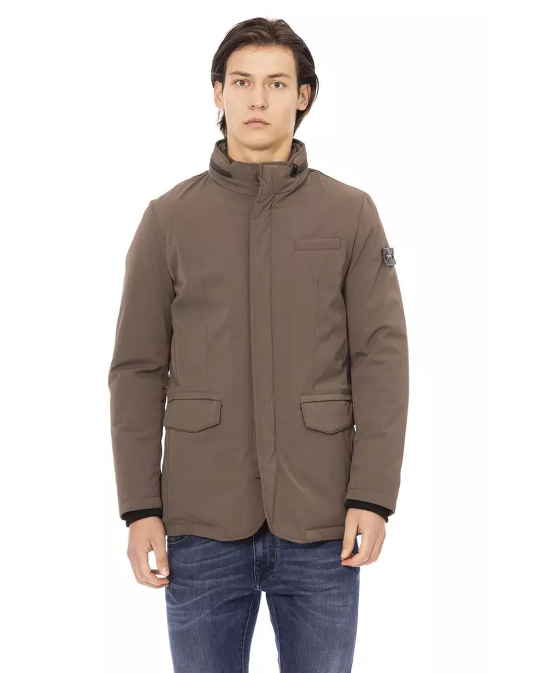 Metal Monogram Jacket with Multiple Pockets and Customized Zip Closure M Men