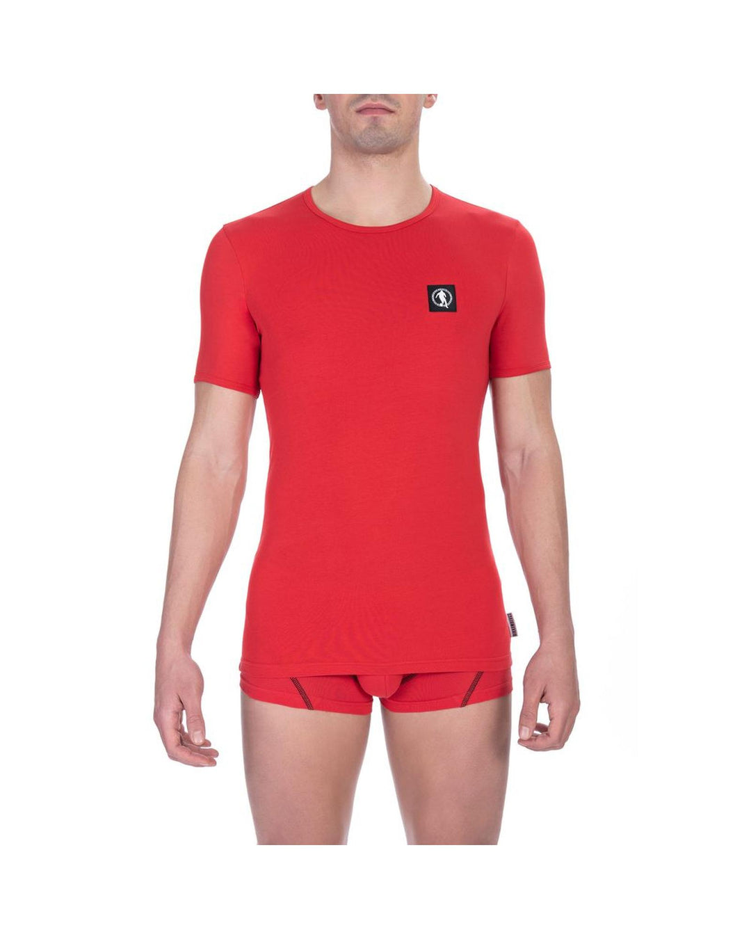 Bikkembergs Men's Vibrant Red Cotton Crew Neck Tee Twin Pack - S