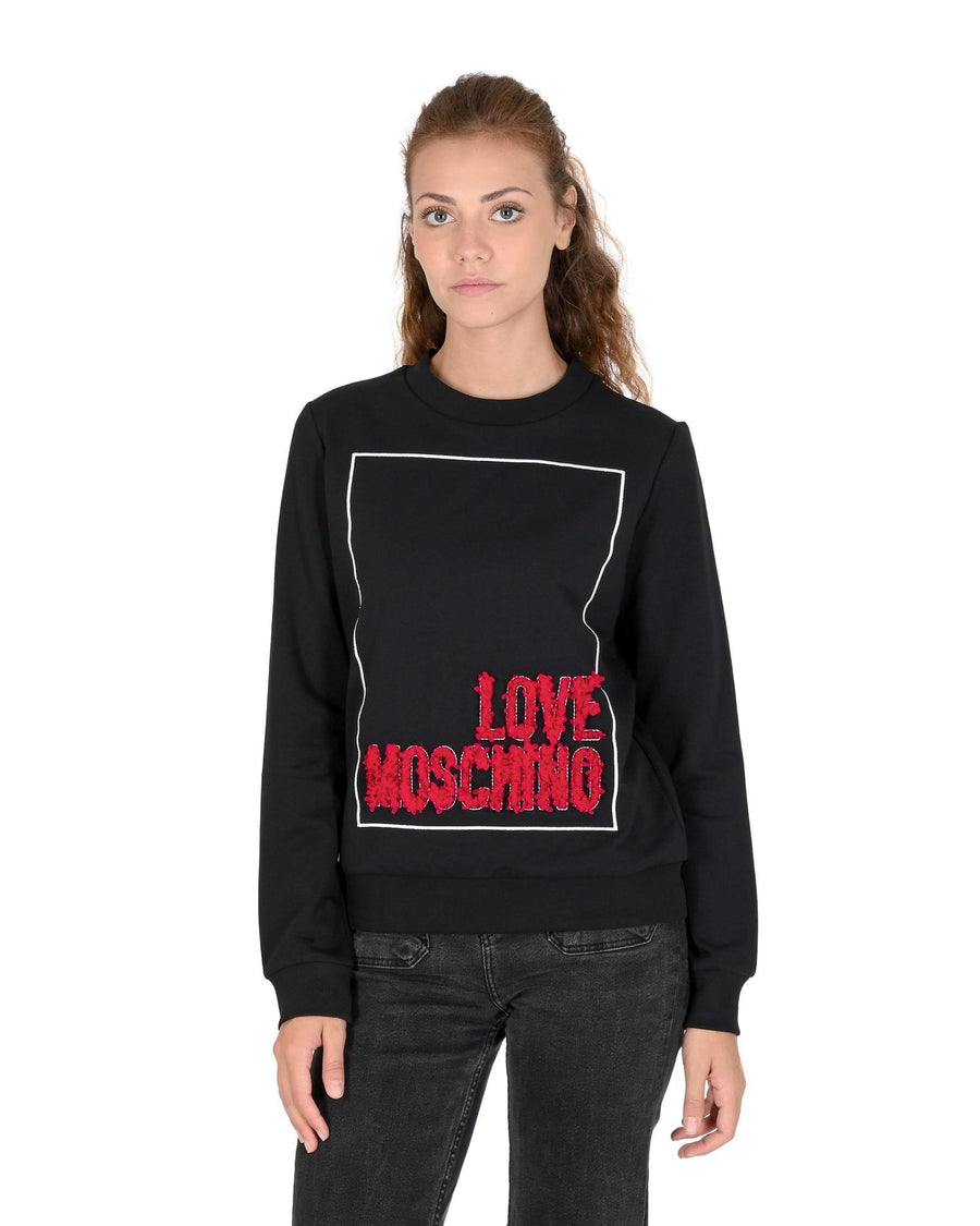 Love Moschino Women's Black Sweatshirt with 3D Logo - 40 IT