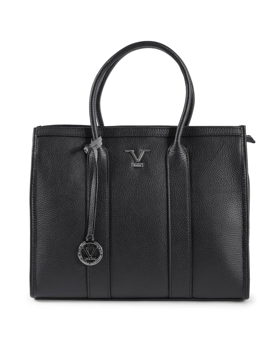 V Italia Black Tote Bag  V Italia Leather Tote Bag  Women's V Italia Black Tote Bag - One Size