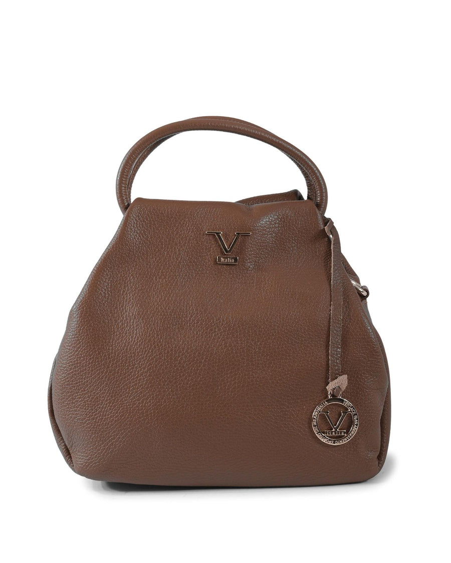 V Italia Leather Handbag for Women - Brown - One Size