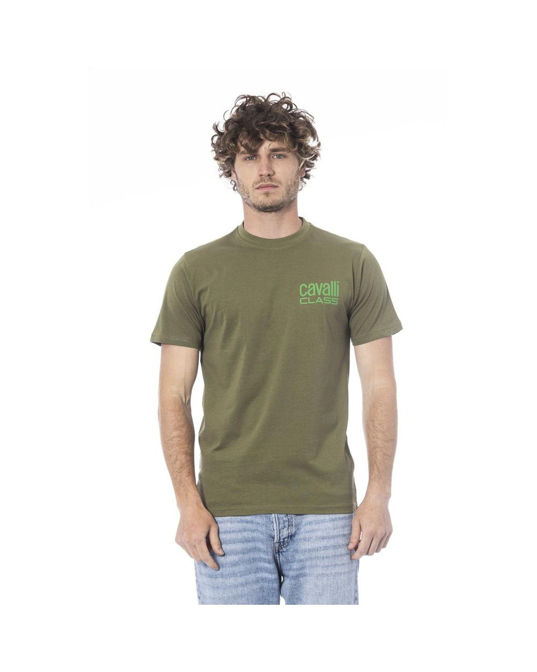 Cavalli Class Men's Green Cotton T-Shirt - XL