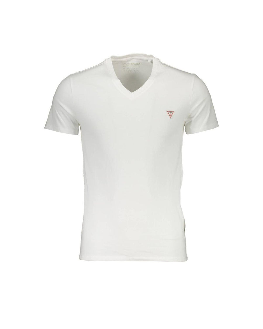 Guess Jeans Men's Chic White Slim Fit V-Neck Tee - 2XL