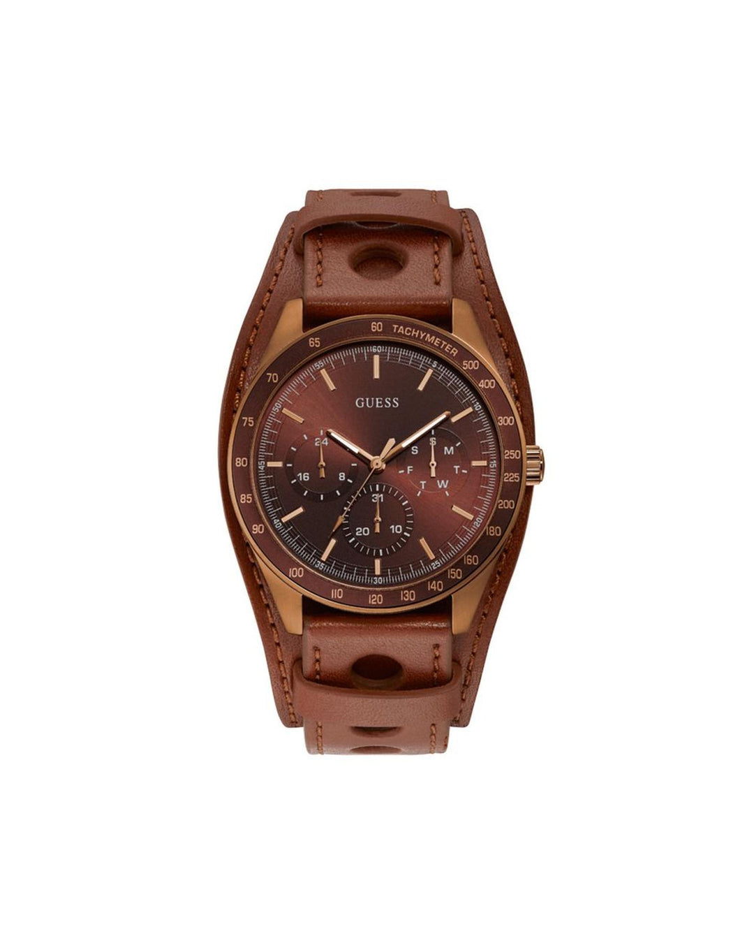 Guess Men's Brown Leather Watch - One Size