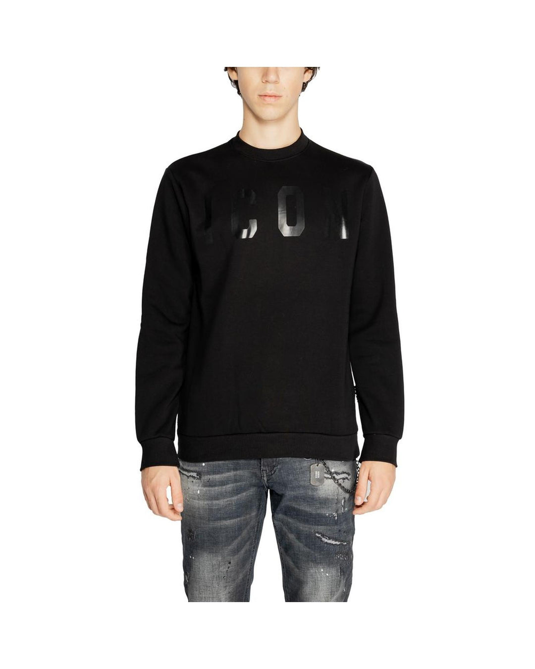 Icon Men's Black Cotton Sweater - 42 IT
