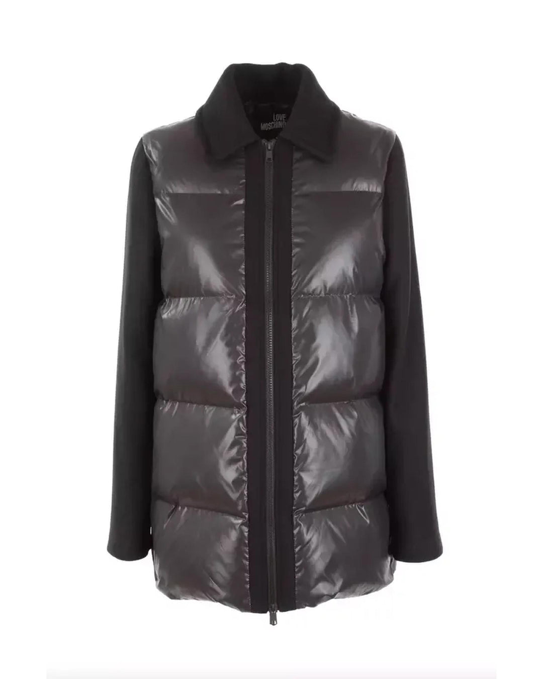 Love Moschino Gray Jacket with Black Sleeves and Collar 40 IT Women