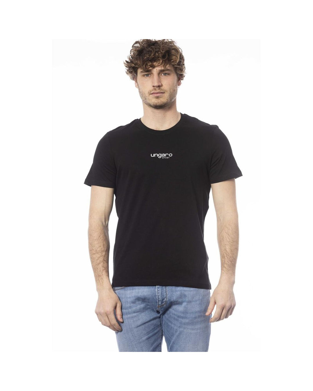 Ungaro Sport Men's Sleek Black Cotton Crew Neck T-Shirt - 2XL