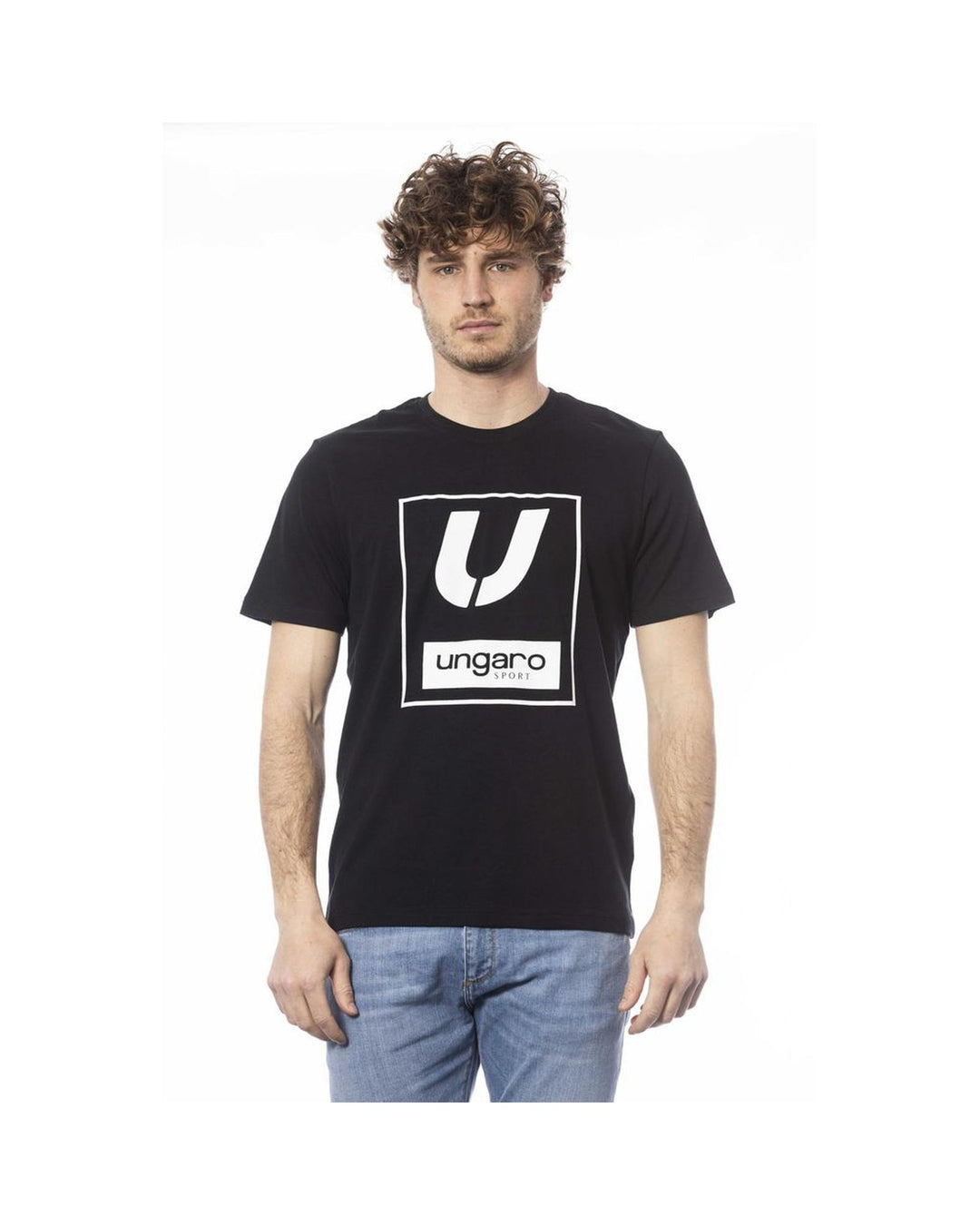 Ungaro Sport Men's Sleek Black Cotton Crew Neck Tee - XL