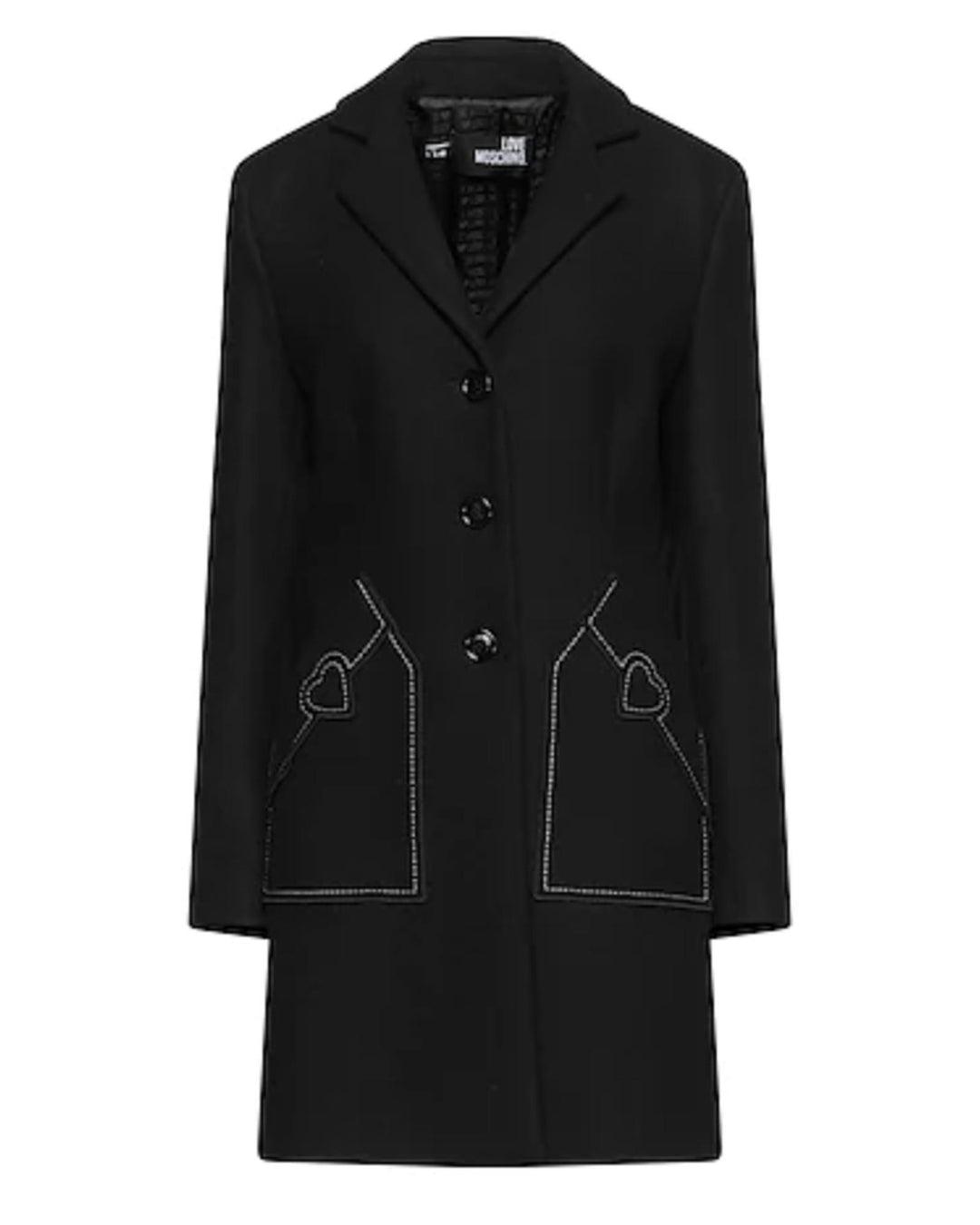 Love Moschino Wool Coat with Heart Embroidery 46 IT Women