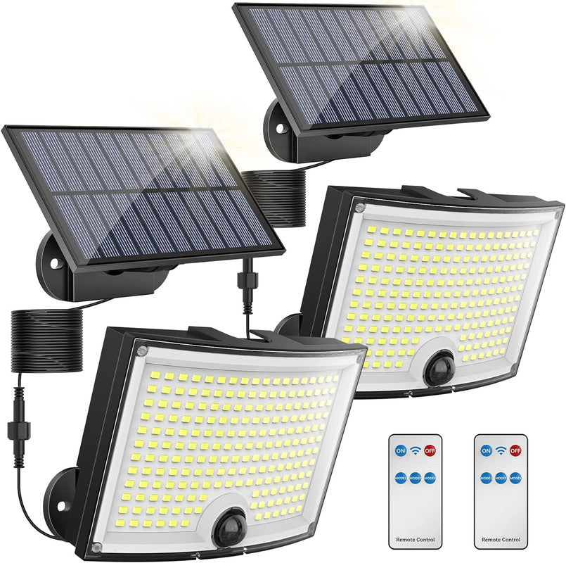 KagoLing Solar Lights Outdoor 202 LED Motion Sensor Lights IP65 Waterproof 120 Degree Beam Angle Solar Garden Lights 2 P