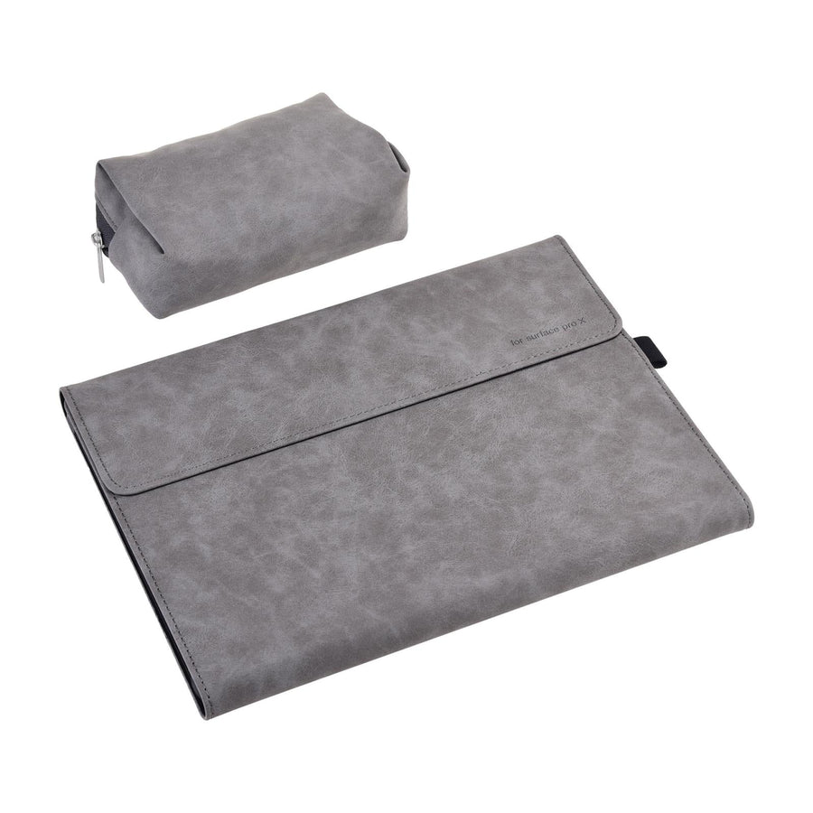 Light Gray Leather Tablet Case For Microsoft Surface Pro X With Power Bag - 13 Inch