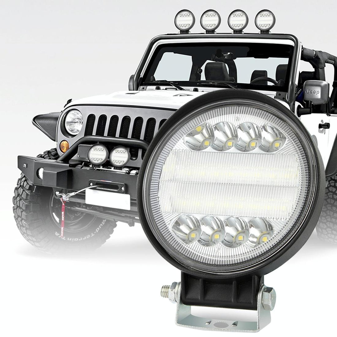 2 Pcs 4 Inch 15W Spot / Flood Light White Light Round - Shaped Waterproof Car Suv Work Lights Spotlight Led Bulbs Dc 9 -