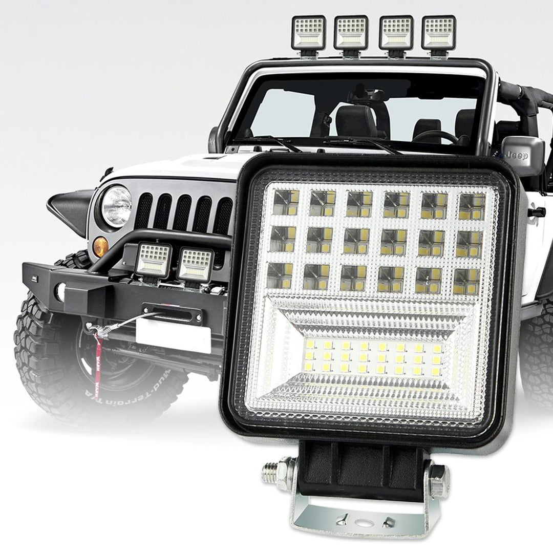 2 Pcs 4 Inch 20W Spot / Flood Light White Light Square - Shaped Waterproof Car Suv Work Lights Spotlight Led Bulbs Dc 9