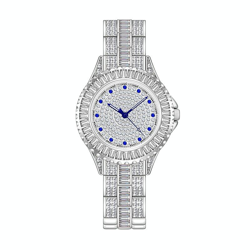 Diamond-inlaid Women Chain Watch - Elegant Jewelry - Silver