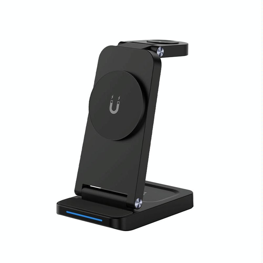 3 In 1 Magnetic Wireless Charger Stand - Black