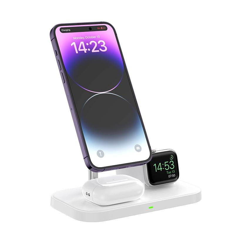 3 In 1 Magnetic Wireless Charger For Iphone & Airpods - White