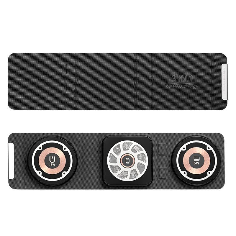 3 In 1 Portable Magsafe Wireless Charger - Black